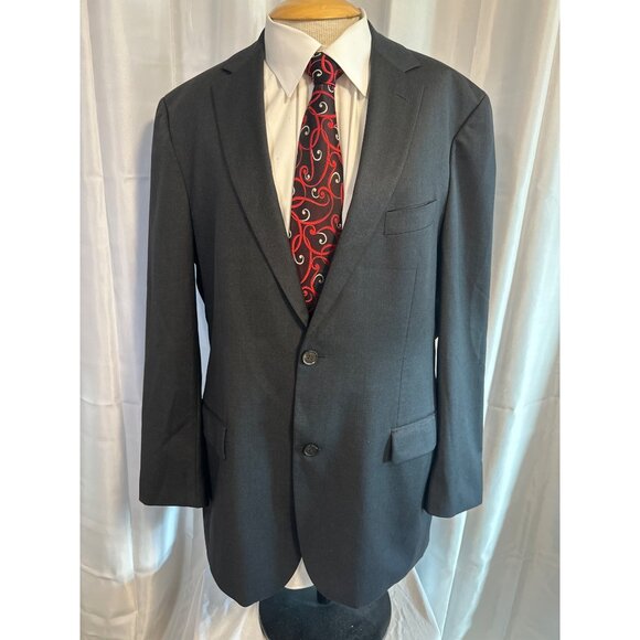 Hugo Boss Charcoal Mens Suit Jacket 42/L Wool Blend Two-Button Super 100 - Picture 1 of 12